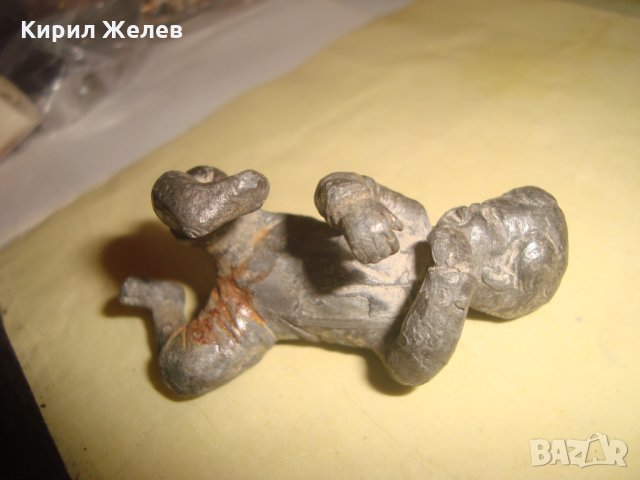 СТАРА ОЛОВНА ФИГУРАЛНА СТАТУЕТКА ХУДОЖЕСТВЕНА ПЛАСТИКА РЪЧНА ИЗРАБОТКА МНОГО РЯДКА за КОЛЕКЦИЯ 4366, снимка 5 - Колекции - 34424123