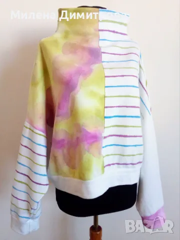 Ватиран ръчно рисуван суичър, снимка 5 - Суичъри - 50078008