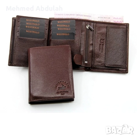 Мъжко портмоне с естествена кожа, снимка 2 - Портфейли, портмонета - 52620408