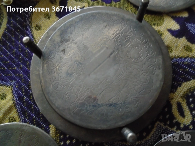 антикварни метални поставки за чаши, снимка 2 - Антикварни и старинни предмети - 53195690