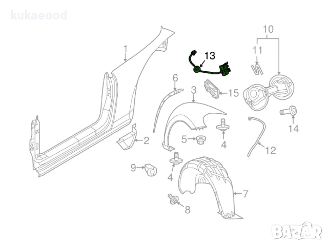 Моторче за заключване на резервоар за VW Beetle Cabriolet (2012-2016), снимка 7 - Части - 44671982