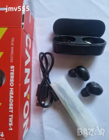 Безжични слушалки Canyon TWS-1 / black, снимка 3 - Слушалки, hands-free - 50837711