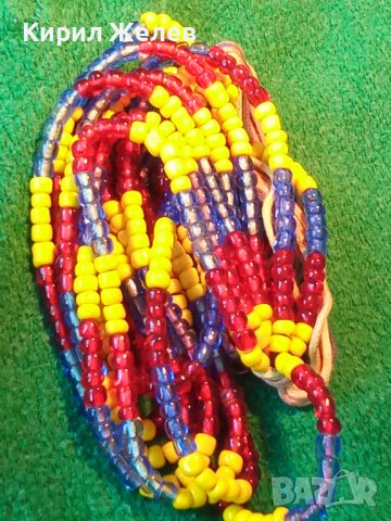 СТАРО МЪНИСТЕНО КОЛИЕ ОГЪРЛИЦА РЪЧНО НИЗАНИ ЦВЕТНИ МЪНИСТА 22834, снимка 4 - Колиета, медальони, синджири - 33434867