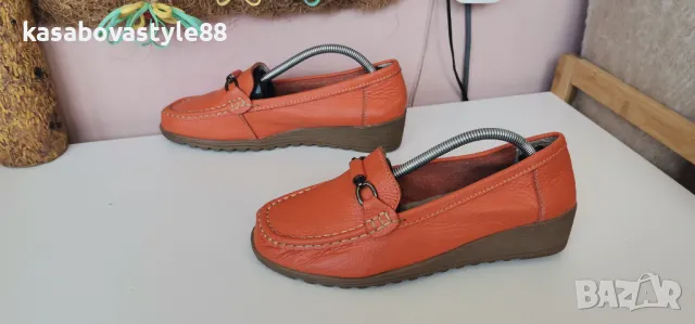 Оранжеви Обувки, мокасини 38н.Естествена кожа , снимка 5 - Дамски ежедневни обувки - 49474683
