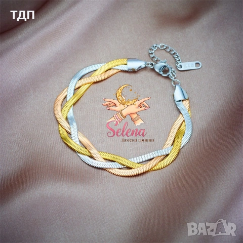 Комплект от медицинска стомана колие и гривна "Плетеница" , снимка 4 - Колиета, медальони, синджири - 53677991