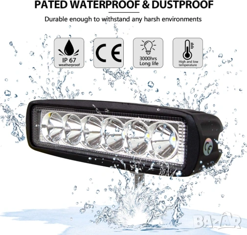 Фарове за мъгла, офроуд светлини, водоустойчиви, автомобил, камион, джип, трактор, LED лампи 12V 24V, снимка 6 - Аксесоари и консумативи - 53105869