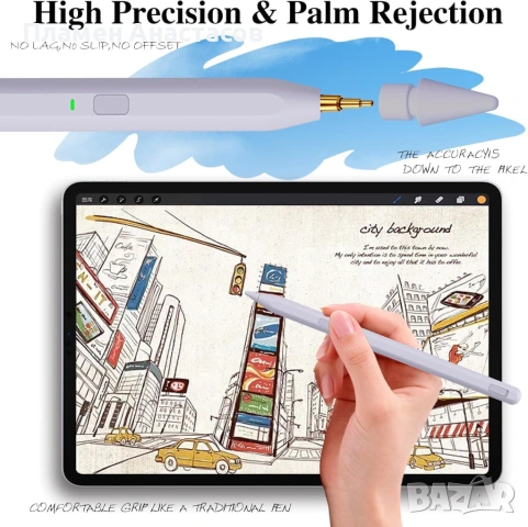 Milikilo AX10S-US Stylus Pen за iPad – светлолилав активен стилус с Palm Rejection, снимка 5 - Друга електроника - 53532269