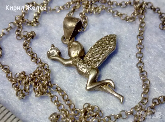 СРЕБЪРНА ФЕЯ ДЪРЖИ СКЪПОЦЕНЕН КАМЪК Арт ПЕНДАНТ с ФИНА СРЕБЪРНА ВЕРИЖКА - СРЕБРО 925 с ЦИРКОН 49778