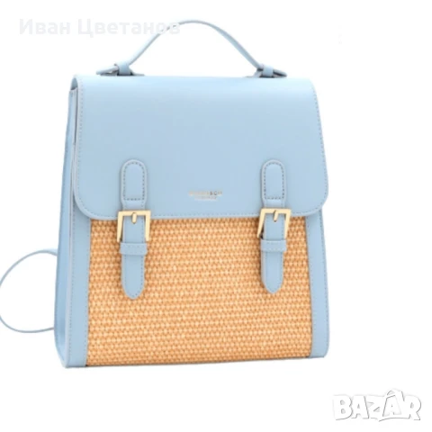 Кокетна дамска раничка, със сламени детайли, снимка 6 - Раници - 50742082