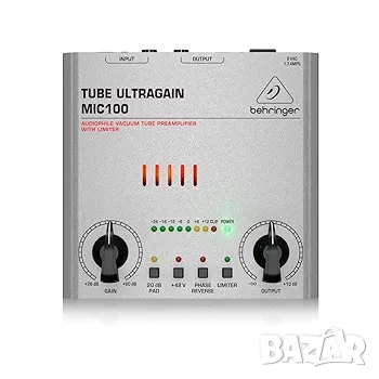 Behringer TUBE ULTRAGAIN MIC100 Audiophile Vacuum Tube Preamplifier with Limiter