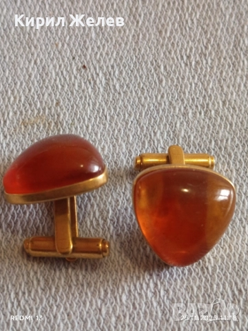 СТАРИ РУСКИ ПОЗЛАТЕНИ РЪКАВЕЛИ с ПЕЧАТИ БАЛТИЙСКИ КЕХЛИБАР за КОЛЕКЦИОНЕРИ 31945, снимка 2 - Други ценни предмети - 52533751