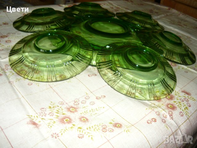 Сервиз тортени чинии в зелено - само 23 лв., снимка 7 - Чинии - 40842940