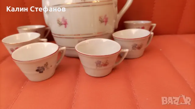 Време е за греяна ракия, комплект порцеланова кана и 6 чаши от едно време, снимка 4 - Антикварни и старинни предмети - 48090910