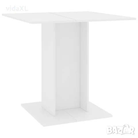 vidaXL Трапезна маса, бяла, 80x80x75 см, инженерно дърво