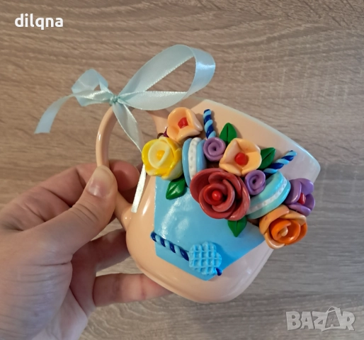 Чаши и буркани с декорация от полимерна глина, снимка 4 - Аксесоари за кухня - 52195518