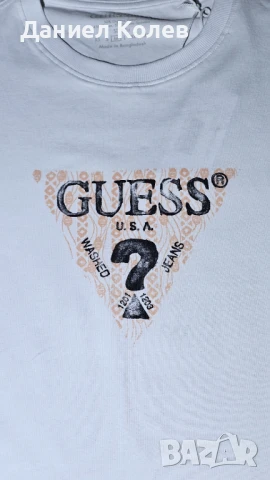 Оригинална Мъжка Бяла Тениска Guess, снимка 3 - Тениски - 51104293