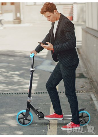 Тротинетка, скутер, Голяма тротинетка с големи гуми, колела 200мм за деца, възрастни, сгъваема 200mm, снимка 2 - Велосипеди - 41188875