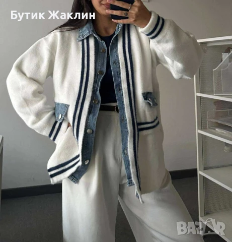 Кашмирена жилетка с деним , снимка 1