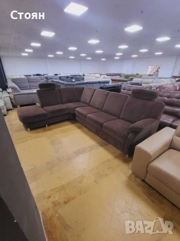 Кафяв ъглов диван от плат с функция сън "ZE-EM06001", снимка 2 - Дивани и мека мебел - 39970642