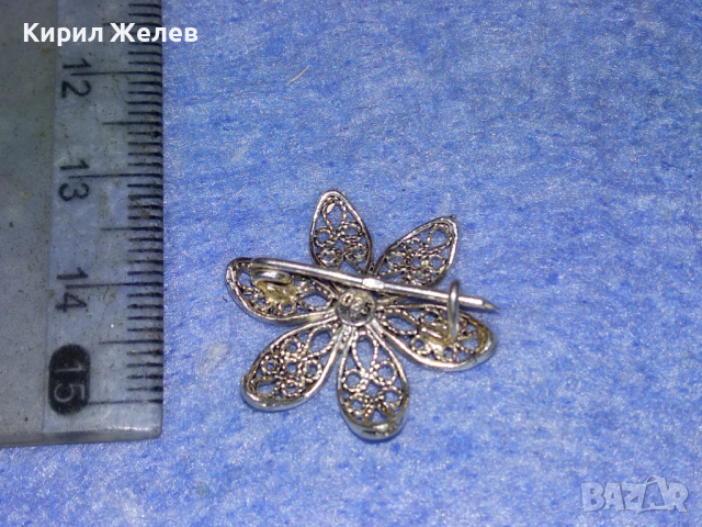 СТАРА ФЛОРАЛНА ФИЛИГРАННА СРЕБЪРНА БРОШКА ЦВЕТЕ СРЕБРО 925 ФИНА РЪЧНА МАЙСТОРСКА ИЗРАБОТКА 43305, снимка 8 - Антикварни и старинни предмети - 44664209
