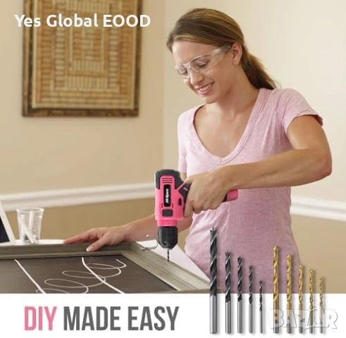 Hi-Spec 8V Акумулаторна бормашина 110ч. (Розова), снимка 5 - Винтоверти - 53634106