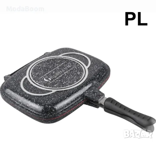 Лят алуминиев двоен тиган 32x7.5 см, Goldmann, Мраморно черно , снимка 2 - Прибори за хранене, готвене и сервиране - 48236301