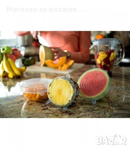 КОМПЛЕКТ ОТ 6 БР. СИЛИКОНОВИ КАПАЦИ ЗА СЪХРАНЕНИЕ - код 1720, снимка 5 - Съдове за готвене - 34268759