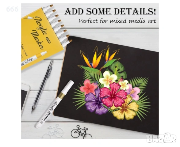 Акрилни златни маркери, пакет от 8 златни маркера за рисуване, снимка 6 - Други стоки за дома - 53576168