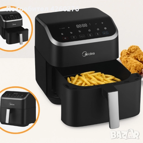 Midea Air Fryer MAD55000ADK – 5L въздушен фритюрник за здравословно и бързо готвене, снимка 2 - Фритюрници - 52104992