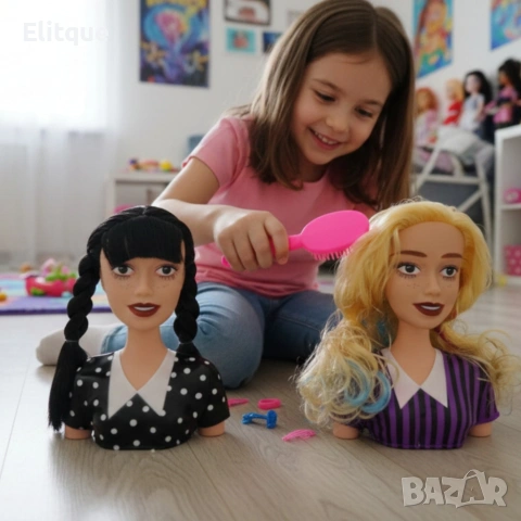 Торс на кукла за оформяне на прически с гребен – Глава за коса и грим, снимка 7 - Кукли - 53005682