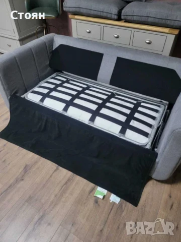 Сив диван от плат с функция сън, снимка 11 - Дивани и мека мебел - 50886773