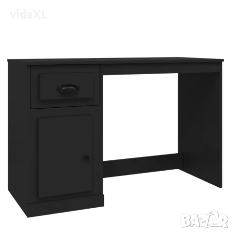 vidaXL Бюро с чекмедже, черно, 115x50x75 см, инженерно дърво