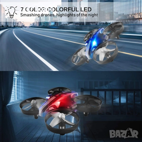 Мини дрон за деца и начинаещи, вътрешен RC нано хеликоптер с автоматично задържане/преносим, снимка 5 - Дронове и аксесоари - 53684814