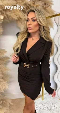 Кафява Дамска Рокля с Колан 