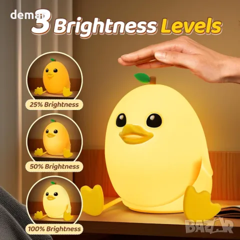 Детска нощна лампа Mewaii Mango Duck, димируема на 3 нива, силиконова с дистанционно, 1200 mAh, снимка 2 - Детски нощни лампи - 48896784
