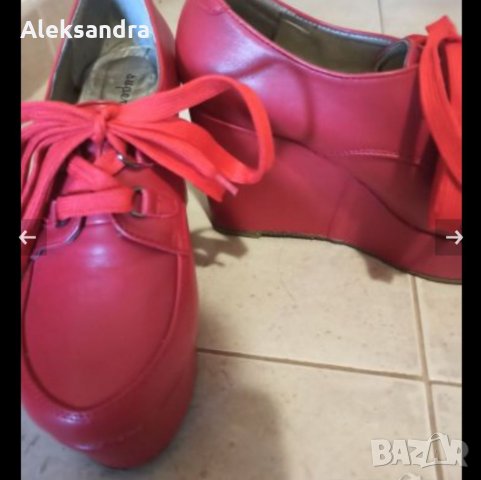 Дамска червен обувка на платформа, снимка 2 - Други - 33550273