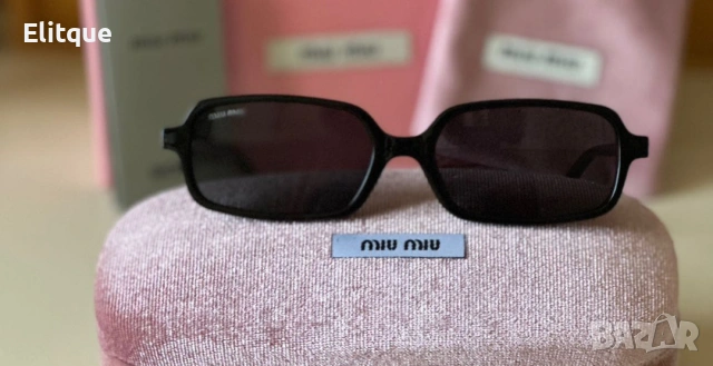 висококачествени очила с черен обикновен калъф и ув защита miu miu 