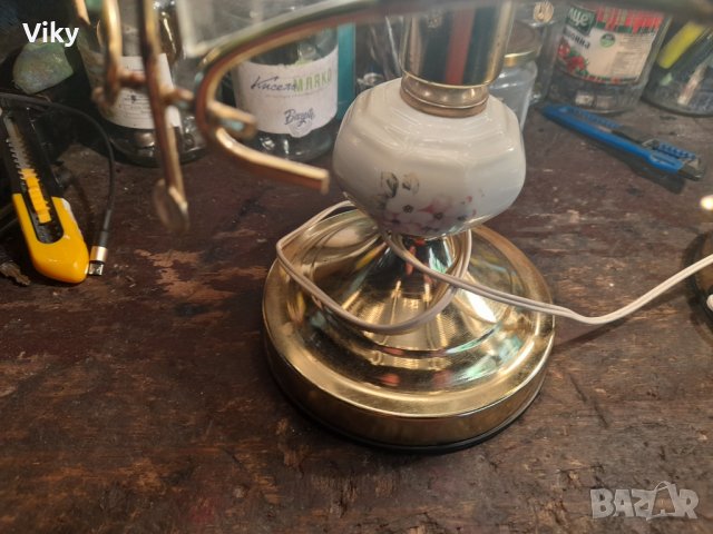 Порцеланови руски съветски нощни лампи с витраж трипозиционни уникат, снимка 6 - Колекции - 42299075