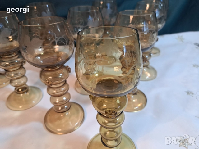 немски гравирани ретро чаши за вино 29/2, снимка 3 - Чаши - 52071032