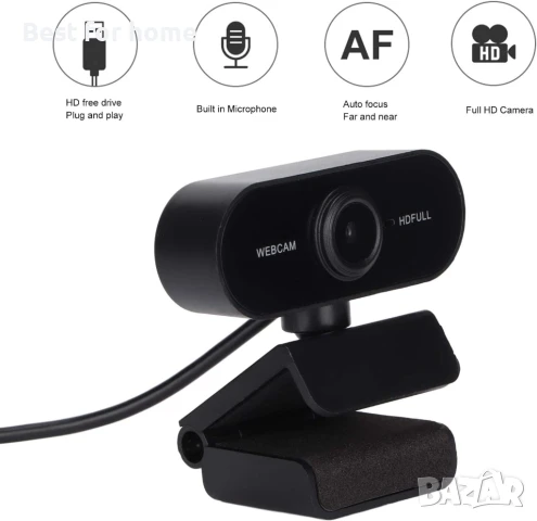 1080P Full HD уеб камера с микрофон, снимка 6 - Камери - 51041898