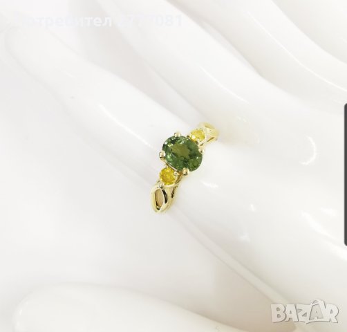 Дизайнерски женски златен пръстен със сапфир и диаманти, снимка 4 - Пръстени - 40543020