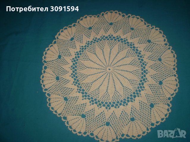 Ръчно Плетена Кръгла Покривка  Цвят Екрю , снимка 2 - Покривки за маси - 39605149