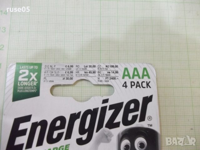 Комплект от 4 бр. акумулаторни батерии "Energizer - AAA", снимка 3 - Батерии, зарядни - 41543406