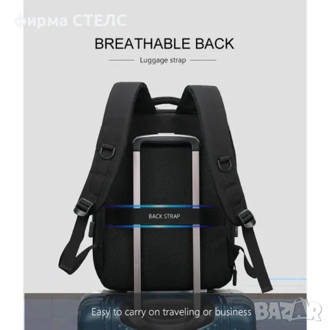 Раница за пътуване STELS, Ръчен багаж, 30x14x45см, Tъмносив, снимка 3 - Раници - 47373122