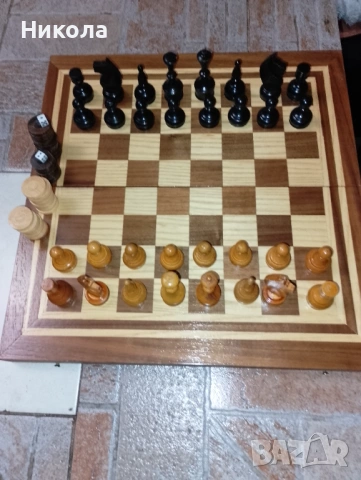  Шах-табла 34/34 с дървени фигури и  пулове