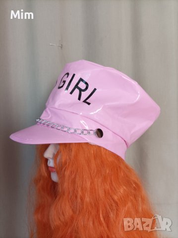 BAD GIRL Розова шапка от лак /винил/, снимка 4 - Шапки - 41085491