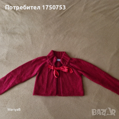 Италианско червено болеро с мерино, снимка 7 - Детски пуловери и жилетки - 52296742