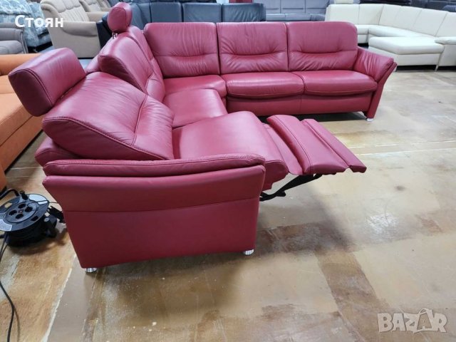 Червен кожен ъглов диван "HUKLA HU-SF15058" с ел.релакс, снимка 11 - Дивани и мека мебел - 39688909