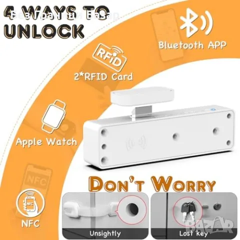 Нова Скрита магнитна Smart ключалка за шкаф чекмедже RFID Bluetooth NFC, снимка 2 - Заключващи механизми, брави и катинари - 55957127