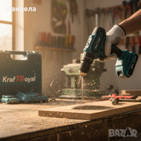Aкумулаторен винтоверт Kraft Royal 36V с 2 батерии 8Ah, 24 части и куфар — дълготрайна мощност, снимка 2 - Винтоверти - 53354274